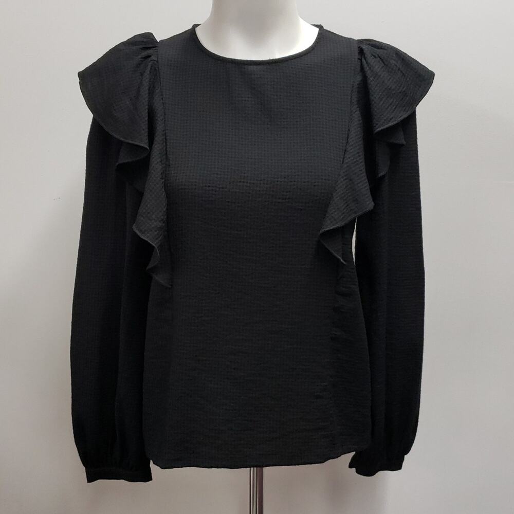Madewell Ruffle-Front Top Women's Size XS Black